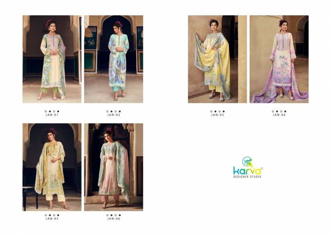 Jannat By Karva designer Viscose Muslin Digital Printed Dress Material Wholesale Shop In Surat